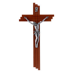 Crucifixos de Madeira: Crucifixo moderno em madeira de pereira 25 cm e corpo metálico