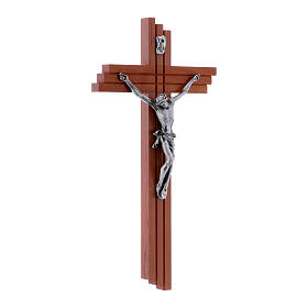 Crucifixos de Madeira: Crucifixo moderno em madeira de pereira 25 cm e corpo metálico