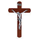 Krucyfiks styl nowoczesny, drewno gruszy, zaokrąglone końce, 12 cm, Ciało Chrystusa metalowe s1