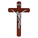 Crucifix in pear wood rounded 12 cm silver body s1