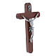 Crucifix in pear wood rounded 16 cm silver body s2