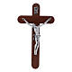 Crucifix arrondi moderne en bois de poirier 16 cm avec corps métallique s1