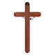 Crucifix moderne en bois de poirier extrémités arrondies 21 cm corps métallique s3