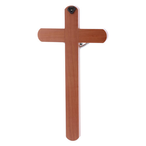 Crucifix in pear wood rounded 25 cm silver body 3