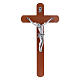Crucifix in pear wood rounded 25 cm silver body s1