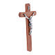 Crucifix in pear wood rounded 25 cm silver body s2