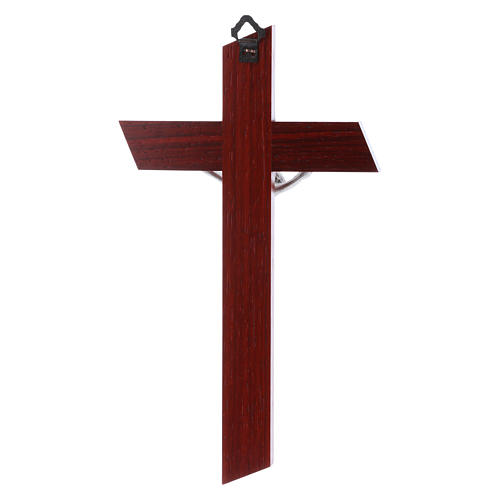 Kruzifix Oliven- und Padouk Holz versilberten Christus 21cm 3