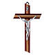 Krucyfiks z drewna oliwnego i padouk, nowoczesny styl, Ciało Chrystusa kolor srebrny, wys. 21 cm s1