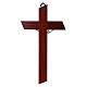 Crucifixo em madeira de oliveira e padauk moderno com corpo prateado 21 cm s3