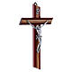 Modern crucifix in padouk wood and olive wood with silver Christ's body 21 cm s2