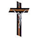 Modern crucifix in wenge wood and olive wood with silver Christ's body 16 cm s1