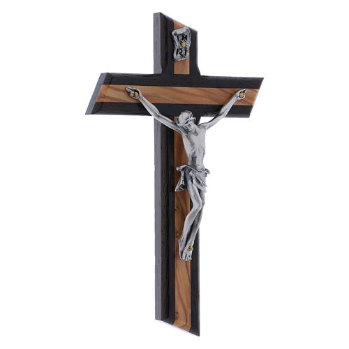 Crucifixo moderno wenge e oliveira 16 cm 2