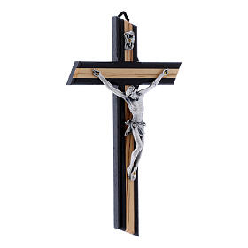 Krucyfiks drewno oliwne i wenge, styl nowoczesny, Ciało Chrystusa metalowe, 21 cm