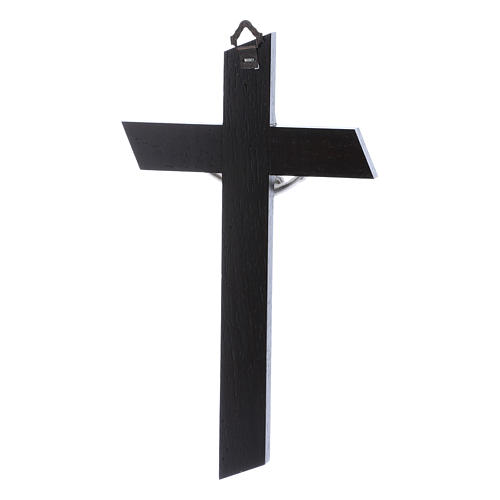 Crucifixo wenge e oliveira moderno com corpo metálico 21 cm 3