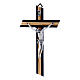 Crucifixo wenge e oliveira moderno com corpo metálico 21 cm s1