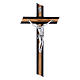 Crucifix moderne bois d'olivier e wengé avec corps argenté 25 cm s1