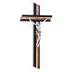 Crucifixo moderno oliveira e wenge com corpo metálico 25 cm s2