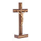 Crucifix de table moderne en bois de noyer et olivier corps métal 21 cm s2