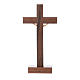 Crucifixo de mesa moderno em madeira de nogueira e oliveira corpo metálico 21 cm s3