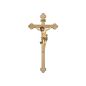 Crucifix Léonard or massif vieilli croix baroque brunie