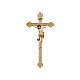 Crucifix Léonard or massif vieilli croix baroque brunie s1