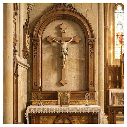 Crucifixo Leonardo ouro maciço antigo cruz barroca brunida 2