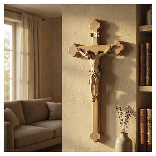 Crucifixo Leonardo ouro maciço antigo cruz barroca brunida 4