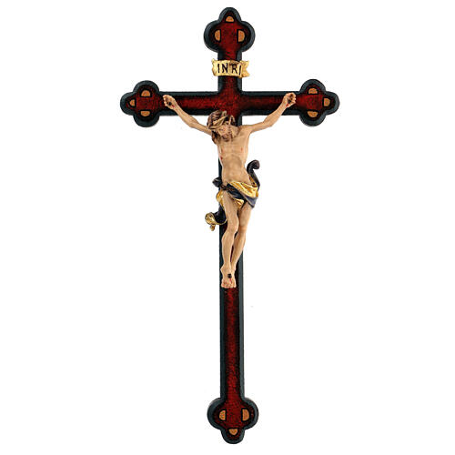 Crucifijo coloreado Leonardo cruz envejecida barroca 1