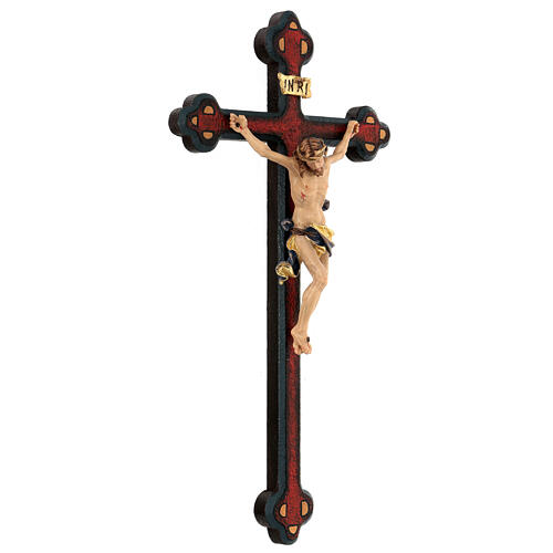 Crucifijo coloreado Leonardo cruz envejecida barroca 3