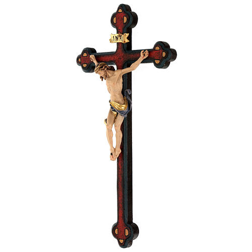 Crucifijo coloreado Leonardo cruz envejecida barroca 5