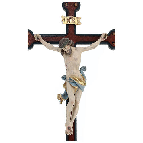 Kruzifix Mod. Leonardo bemalten Grödnertal Holz Barock Stil antikisiert 2