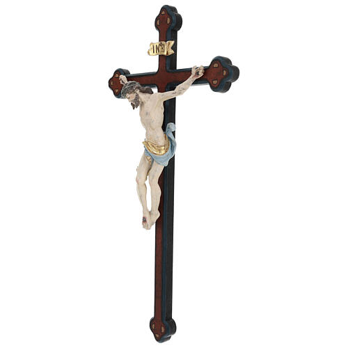 Kruzifix Mod. Leonardo bemalten Grödnertal Holz Barock Stil antikisiert 3