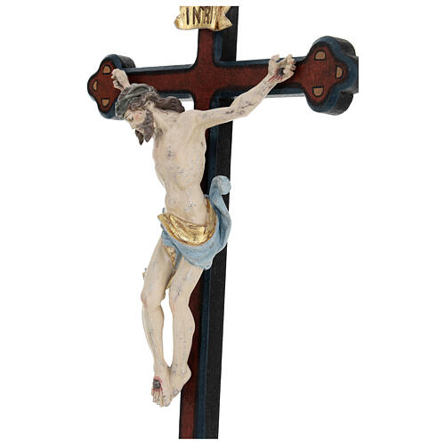 Kruzifix Mod. Leonardo bemalten Grödnertal Holz Barock Stil antikisiert 4