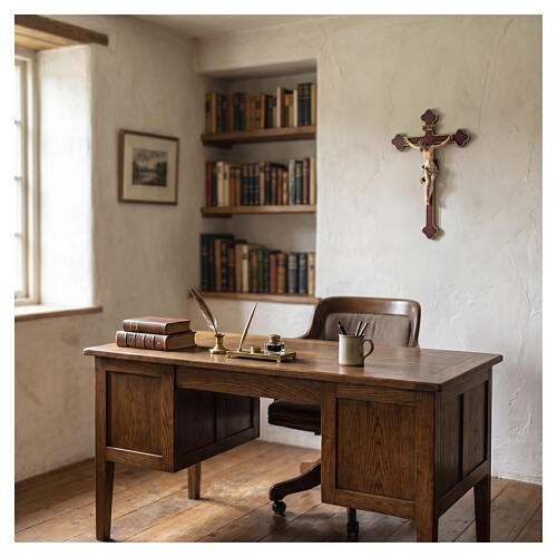 Crucifijo coloreado Leonardo cruz oro barroca 2