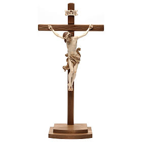 Kruzifix Mod. Leonardo Grödnertal Holz mit Basis braunfarbig