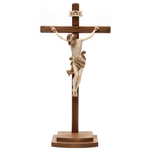 Kruzifix Mod. Leonardo Grödnertal Holz mit Basis braunfarbig 1