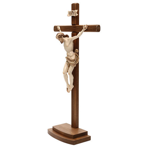 Kruzifix Mod. Leonardo Grödnertal Holz mit Basis braunfarbig 3