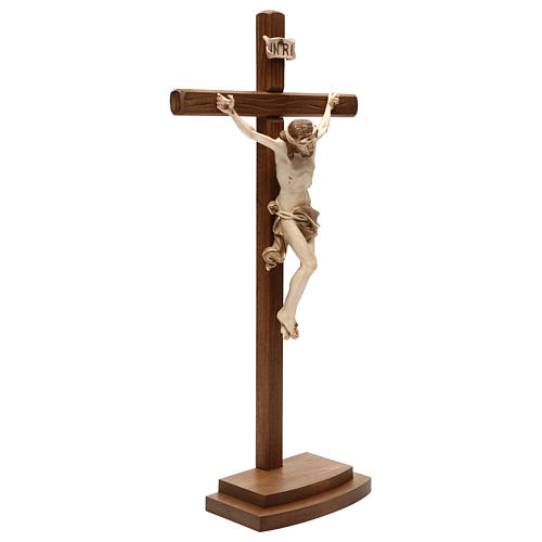Kruzifix Mod. Leonardo Grödnertal Holz mit Basis braunfarbig 4