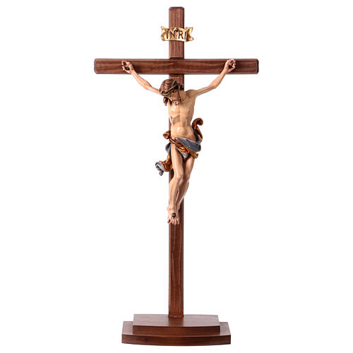 Kruzifix Mod. Leonardo bemalten Grödnertal Holz mit Basis 1