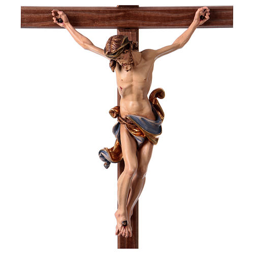 Kruzifix Mod. Leonardo bemalten Grödnertal Holz mit Basis 2