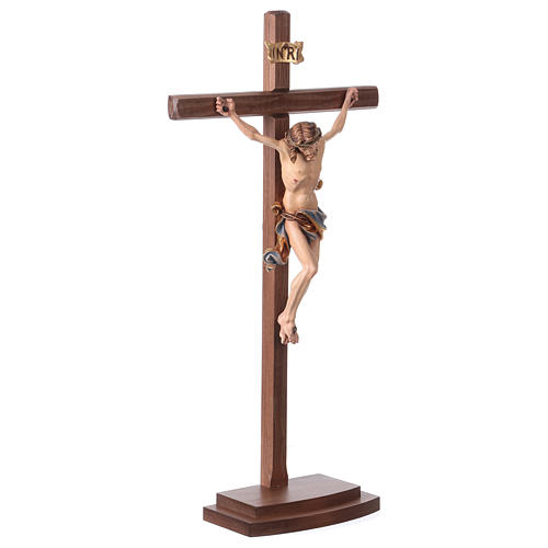 Kruzifix Mod. Leonardo bemalten Grödnertal Holz mit Basis 5