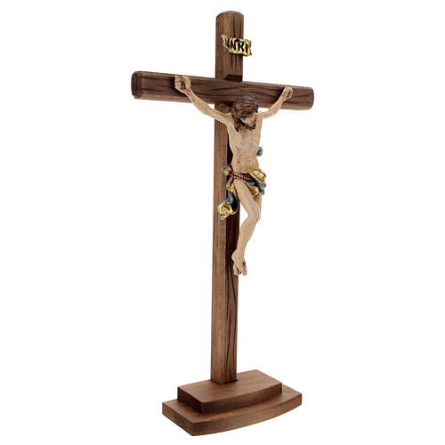 Kruzifix Mod. Siena bemalten Grödnertal Holz mit Basis antikisiert 4