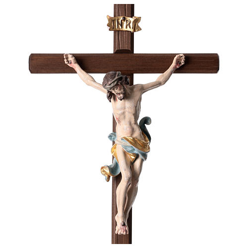 Kruzifix Mod. Siena bemalten Grödnertal Holz mit Basis antikisiert 2
