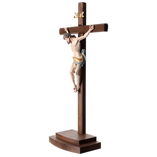 Kruzifix Mod. Siena bemalten Grödnertal Holz mit Basis antikisiert 3
