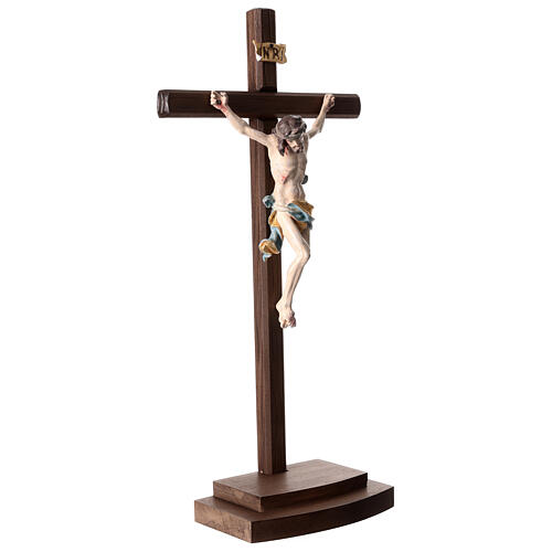Kruzifix Mod. Siena bemalten Grödnertal Holz mit Basis antikisiert 4