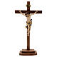 Kruzifix Mod. Siena bemalten Grödnertal Holz mit Basis antikisiert s1
