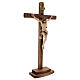 Crucifixo Leonardo ouro maciço antigo cruz com base s4