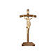 Leonardo crucifix in natural wood with curved cross and support base s1