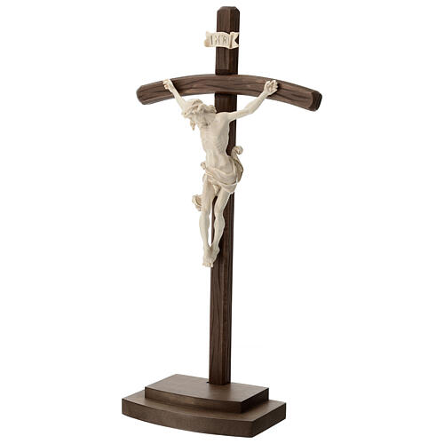 Crucifixo Leonardo cruz curva com base cera fio ouro 3