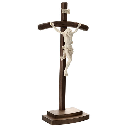 Crucifixo Leonardo cruz curva com base cera fio ouro 5